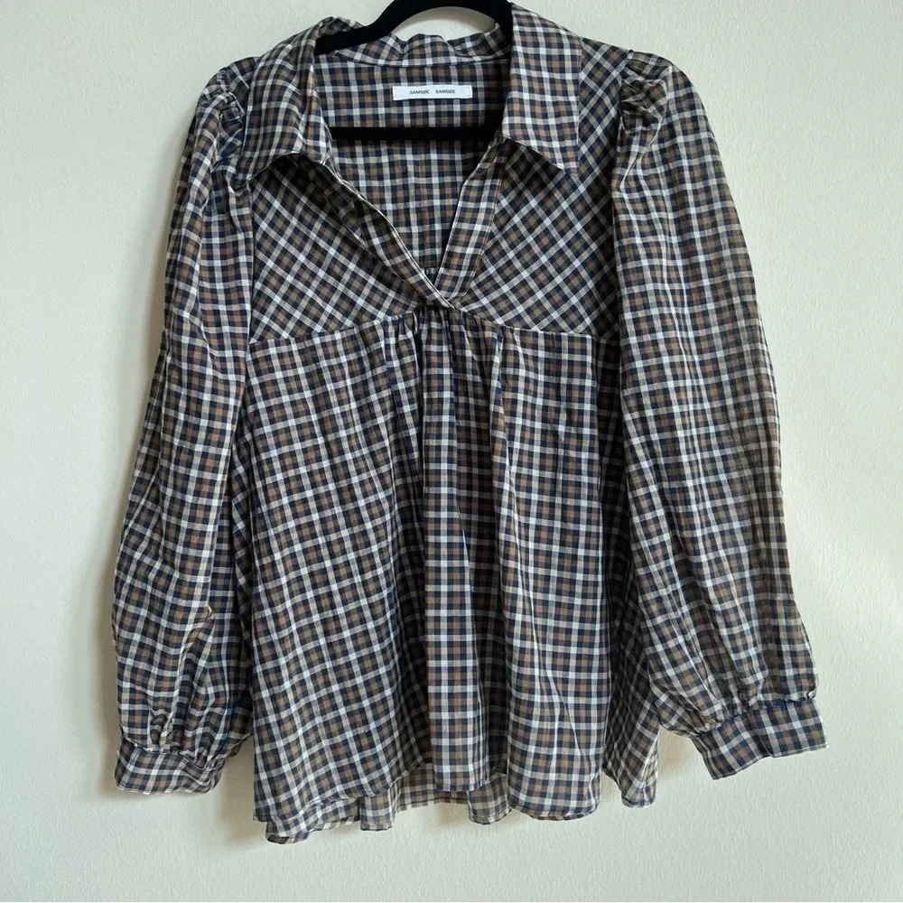 SAMSOE SAMSOE Opal Plaid Shirt in Clay - Picture 2 of 3